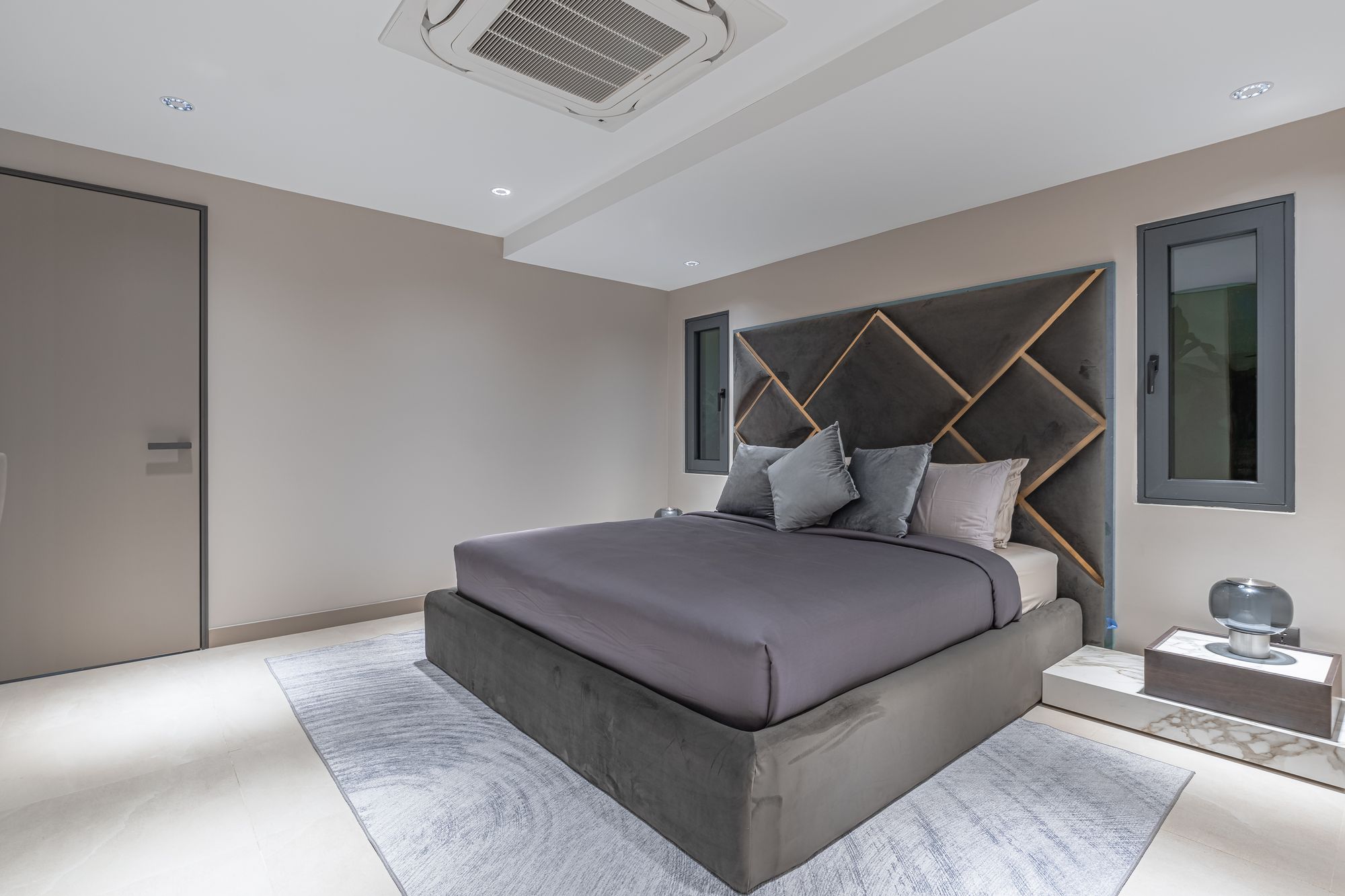 Wood-panel TV bedroom