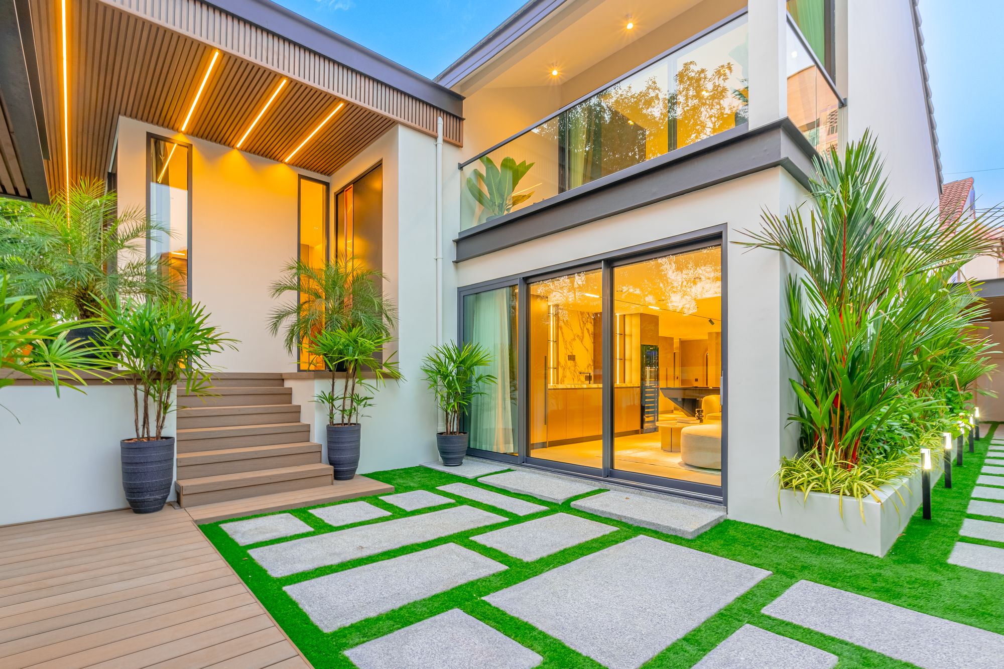 Courtyard & garden by twilight